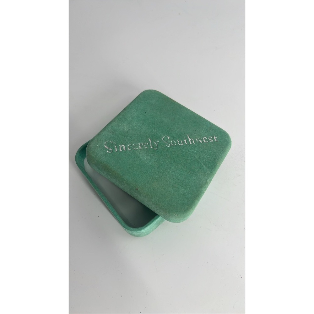 Southwest Green Velvet Jewelry Pouch 4" x 4" Trinket